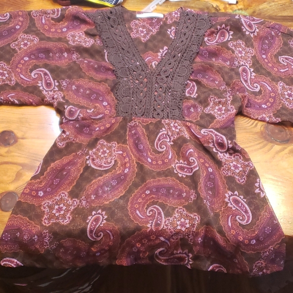 Maurices Tops - Maurices L Knit Blouse Paisley Purple Brown